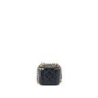 CHANEL 21A GOLD CRUSH MINI VANITY CASE CALFSKIN BLACK BRUSHED GHW