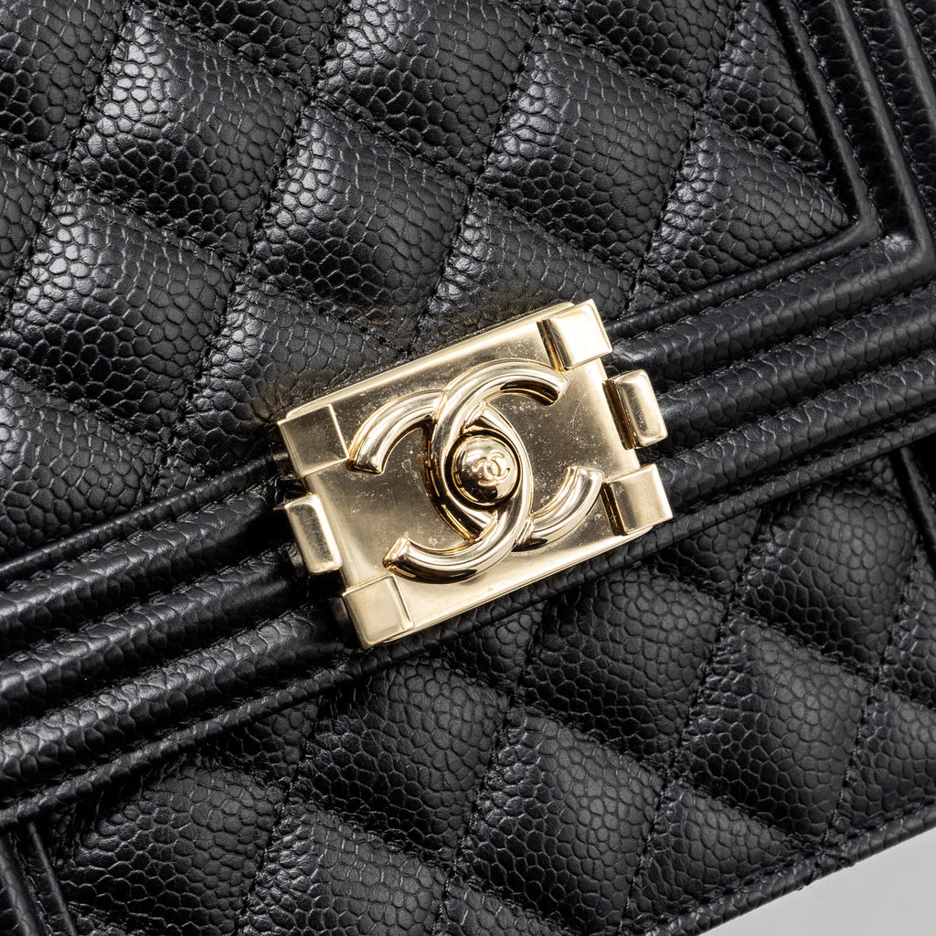CHANEL NORTH SOUTH BOY BAG CAVIAR BLACK LGHW