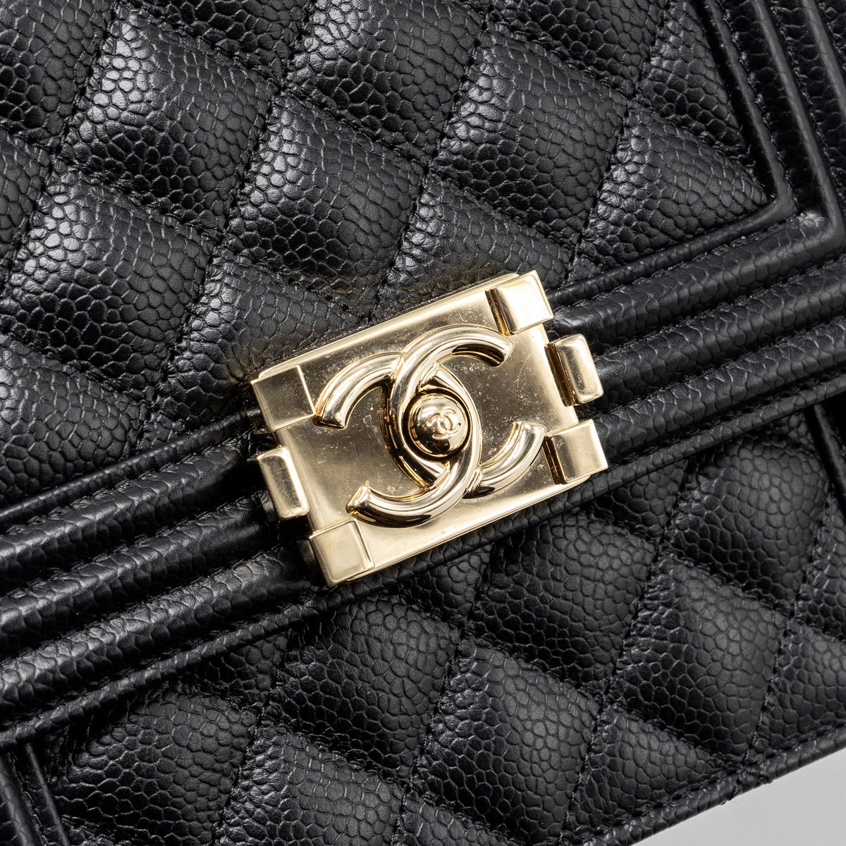 CHANEL NORTH SOUTH BOY BAG CAVIAR BLACK LGHW