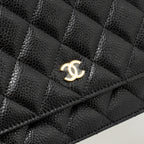 CHANEL CLASSIC WALLET ON CHAIN CAVIAR BLACK GHW (MICROCHIP)