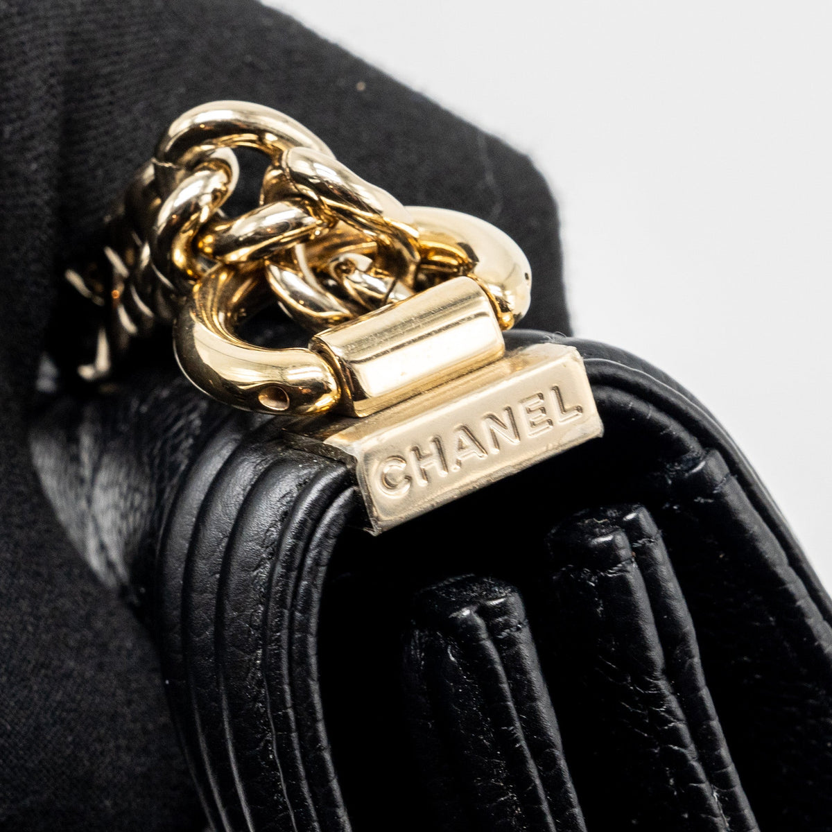 CHANEL NORTH SOUTH BOY BAG CAVIAR BLACK LGHW