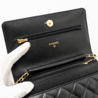 CHANEL CLASSIC WALLET ON CHAIN CAVIAR BLACK GHW (MICROCHIP)