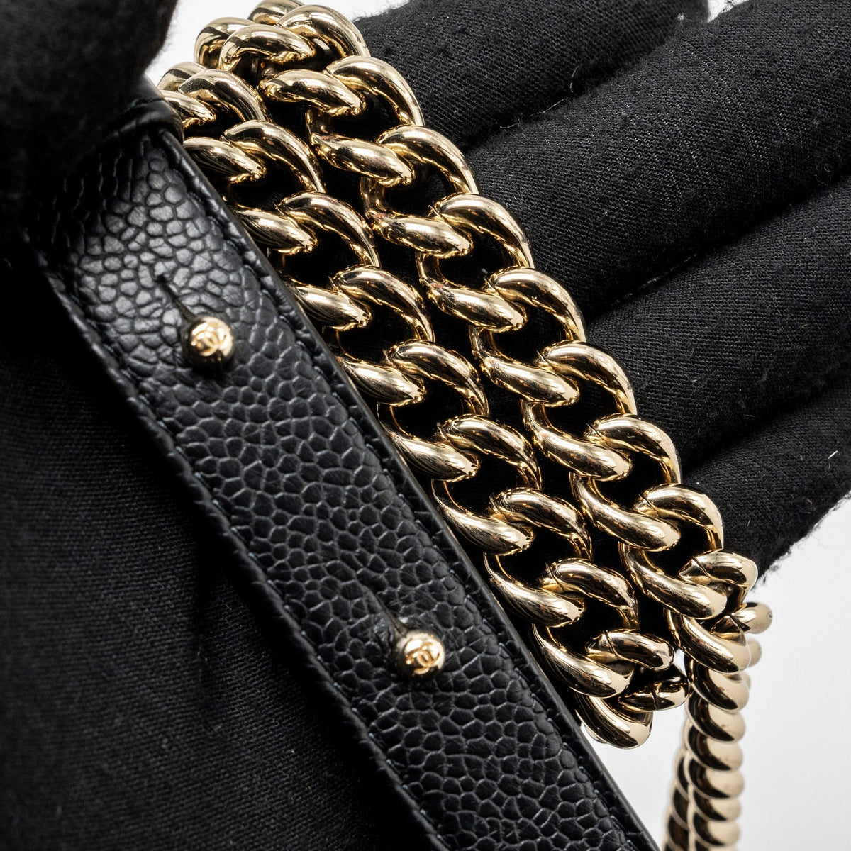 CHANEL NORTH SOUTH BOY BAG CAVIAR BLACK LGHW