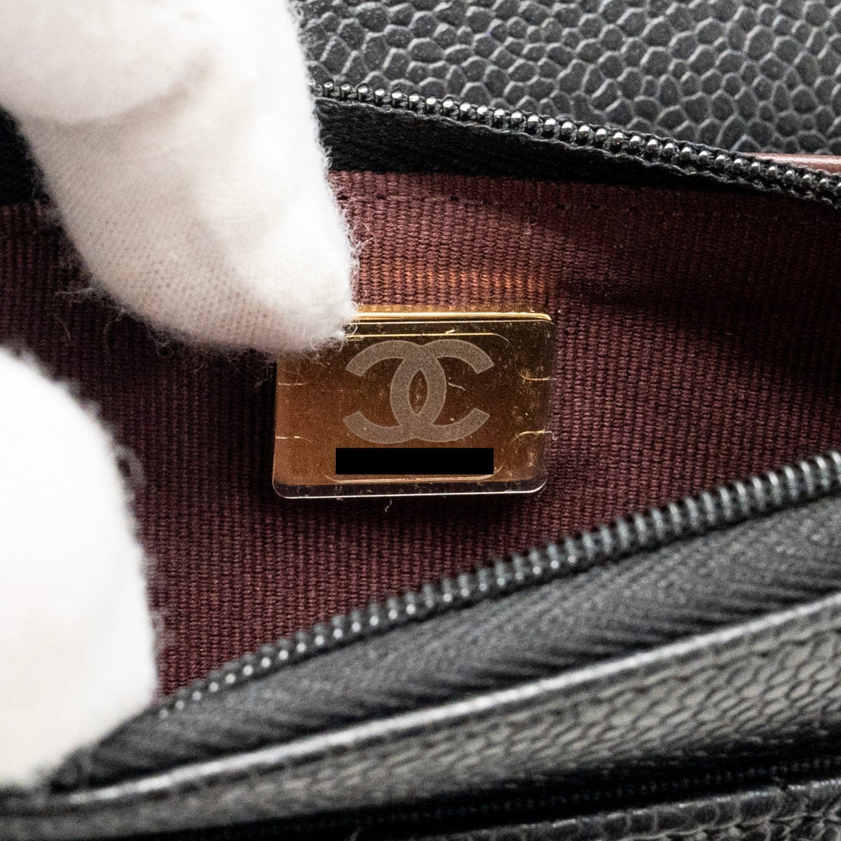 CHANEL CLASSIC WALLET ON CHAIN CAVIAR BLACK GHW (MICROCHIP)