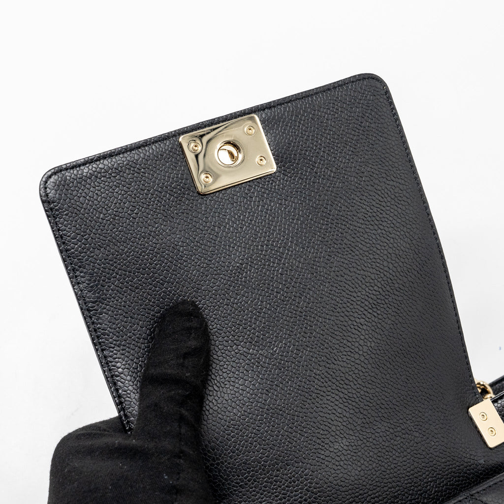CHANEL NORTH SOUTH BOY BAG CAVIAR BLACK LGHW