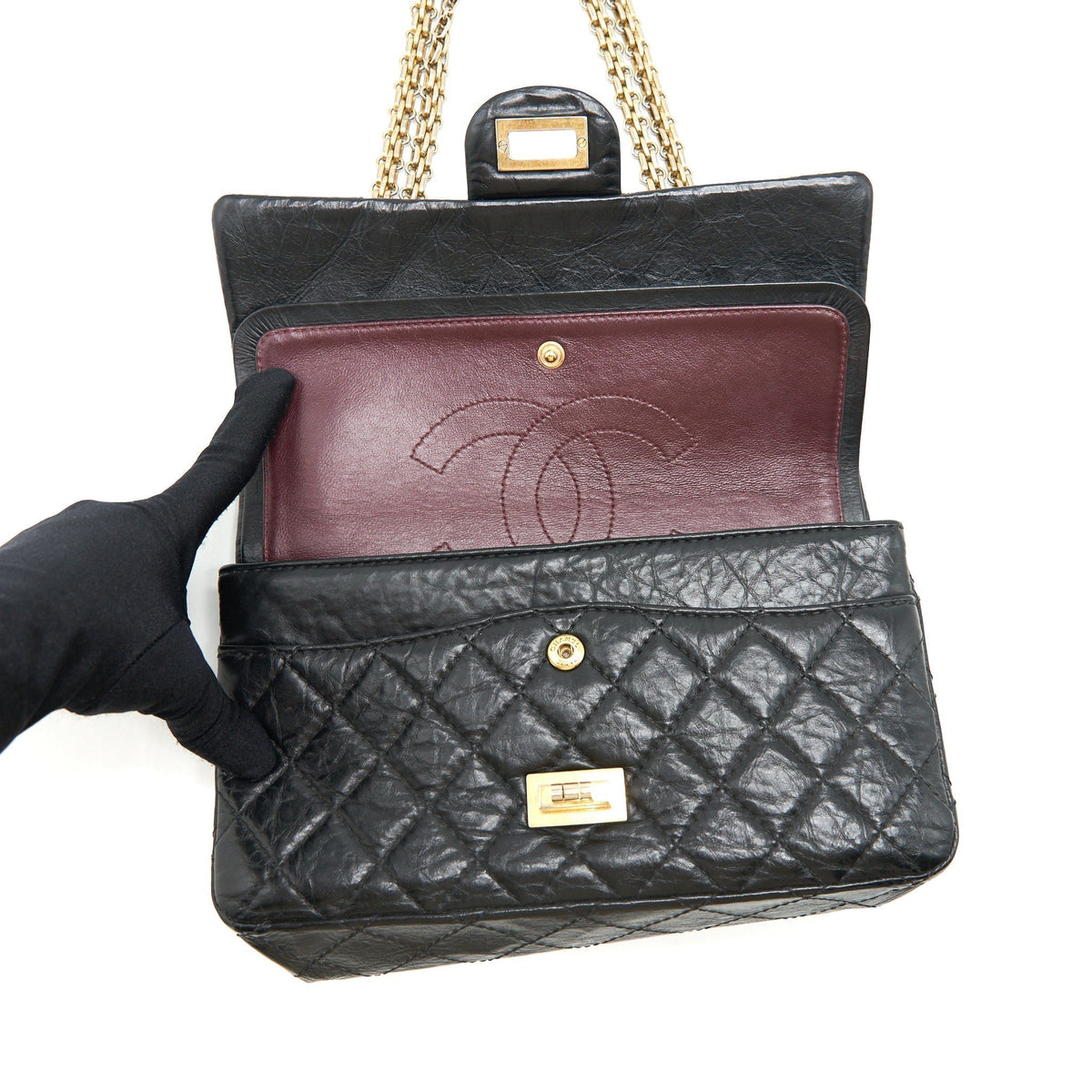 CHANEL SMALL REISSUE 2.55 HANDBAG BLACK GHW