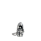 CHANEL VINTAGE MEDIUM CLASSIC FLAP BAG TWEED BLACK AND WHITE SHW