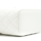 CHANEL 22S LOGO TOP HANDLE LONG VANITY CAVIAR WHITE GHW