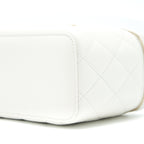CHANEL 22S LOGO TOP HANDLE LONG VANITY CAVIAR WHITE GHW