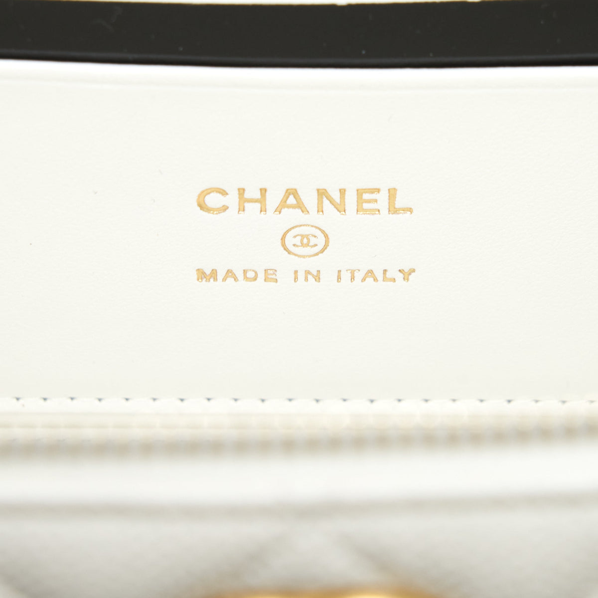 CHANEL 22S LOGO TOP HANDLE LONG VANITY CAVIAR WHITE GHW
