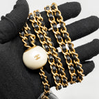 CHANEL PEARL CRUSH MINI SQUARE FLAP BAG LAMBSKIN BLACK GHW (MICROCHIP)