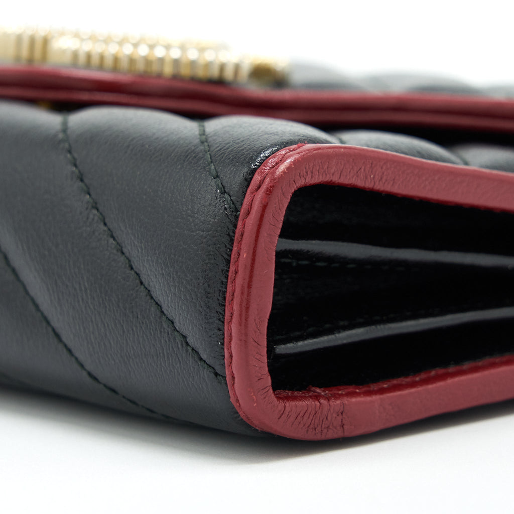 GUCCI GG MARMONT WALLET ON CHAIN BLACK GHW