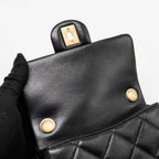 CHANEL PEARL CRUSH MINI SQUARE FLAP BAG LAMBSKIN BLACK GHW (MICROCHIP)