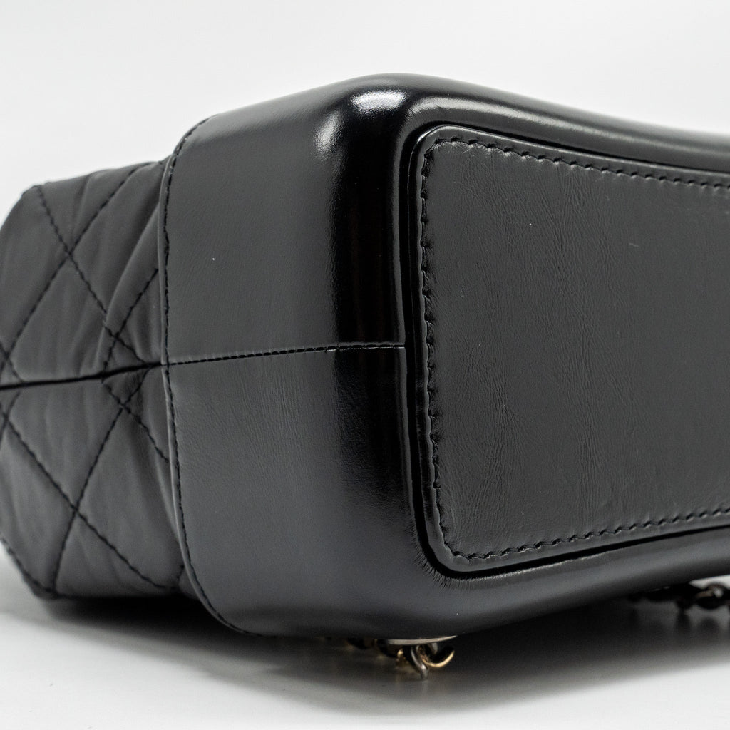 CHANEL SMALL GABRIELLE BACKPACK CALFSKIN BLACK MULTICOLOUR HARDWARE (MICROCHIP)