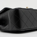 CHANEL TOP HANDLE MINI RECTANGULAR FLAP BAG WITH LION CHARM LAMBSKIN BLACK LGHW (MICROCHIP)