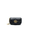 GUCCI GG MARMONT SUPER MINI LEATHER BAG IN BLACK