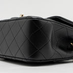 CHANEL TOP HANDLE MINI RECTANGULAR FLAP BAG WITH LION CHARM LAMBSKIN BLACK LGHW (MICROCHIP)