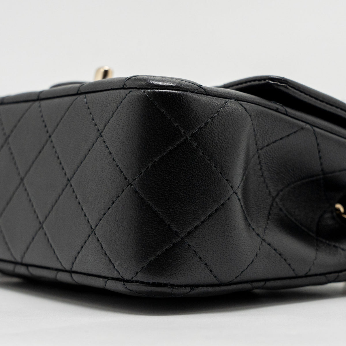 CHANEL TOP HANDLE MINI RECTANGULAR FLAP BAG WITH LION CHARM LAMBSKIN BLACK LGHW (MICROCHIP)