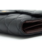 CHANEL CLASSIC LONG WALLET LAMBSKIN BLACK GHW