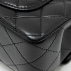CHANEL TOP HANDLE MINI RECTANGULAR FLAP BAG WITH LION CHARM LAMBSKIN BLACK LGHW (MICROCHIP)