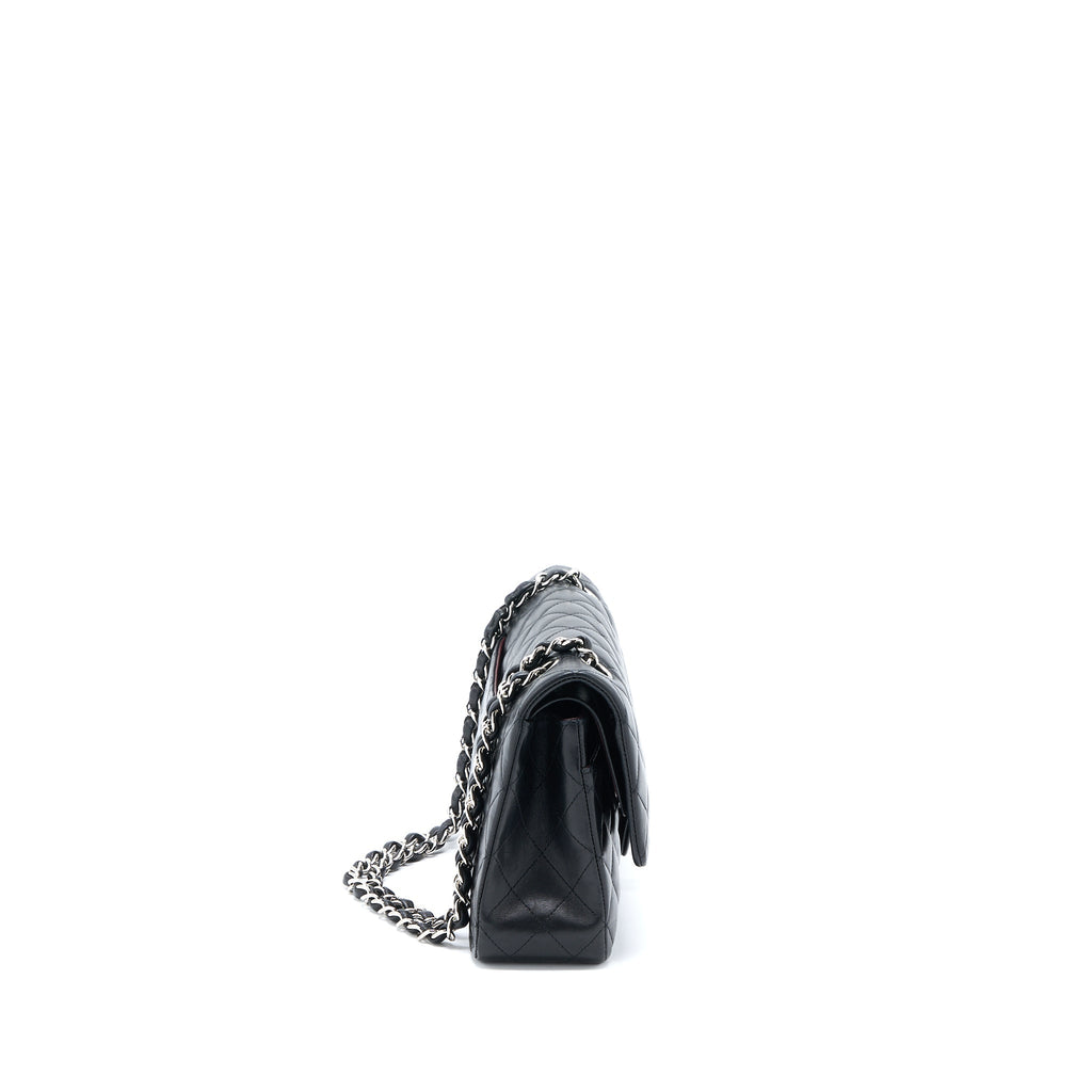 CHANEL MEDIUM CLASSIC DOUBLE FLAP BAG LAMBSKIN BLACK SHW
