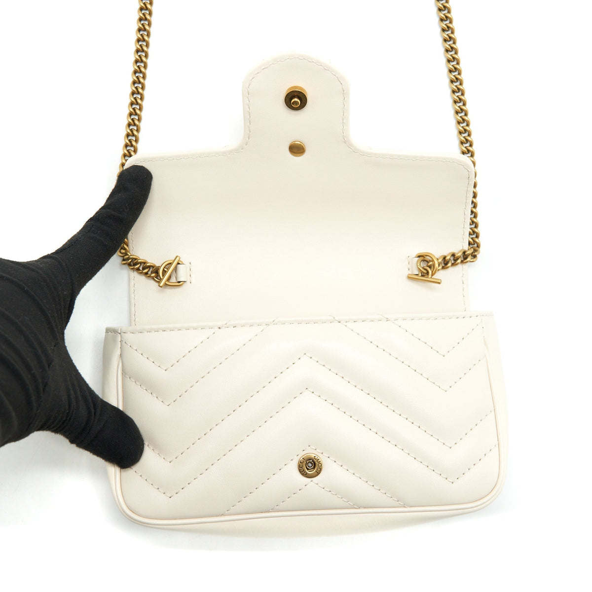 GUCCI GG MARMONT SUPER MINI BAG WHITE GHW