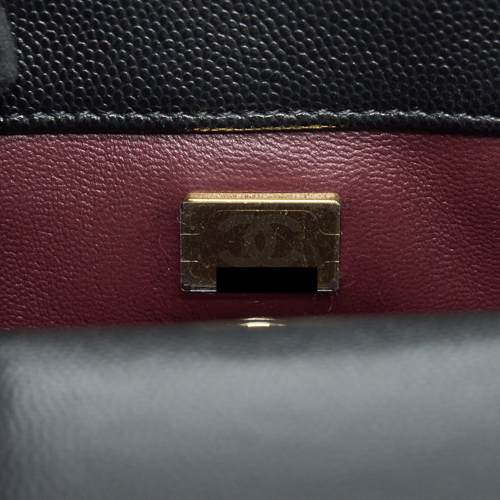 CHANEL MINI COCO HANDLE 20CM CAVIAR BLACK LGHW (MICROCHIP)