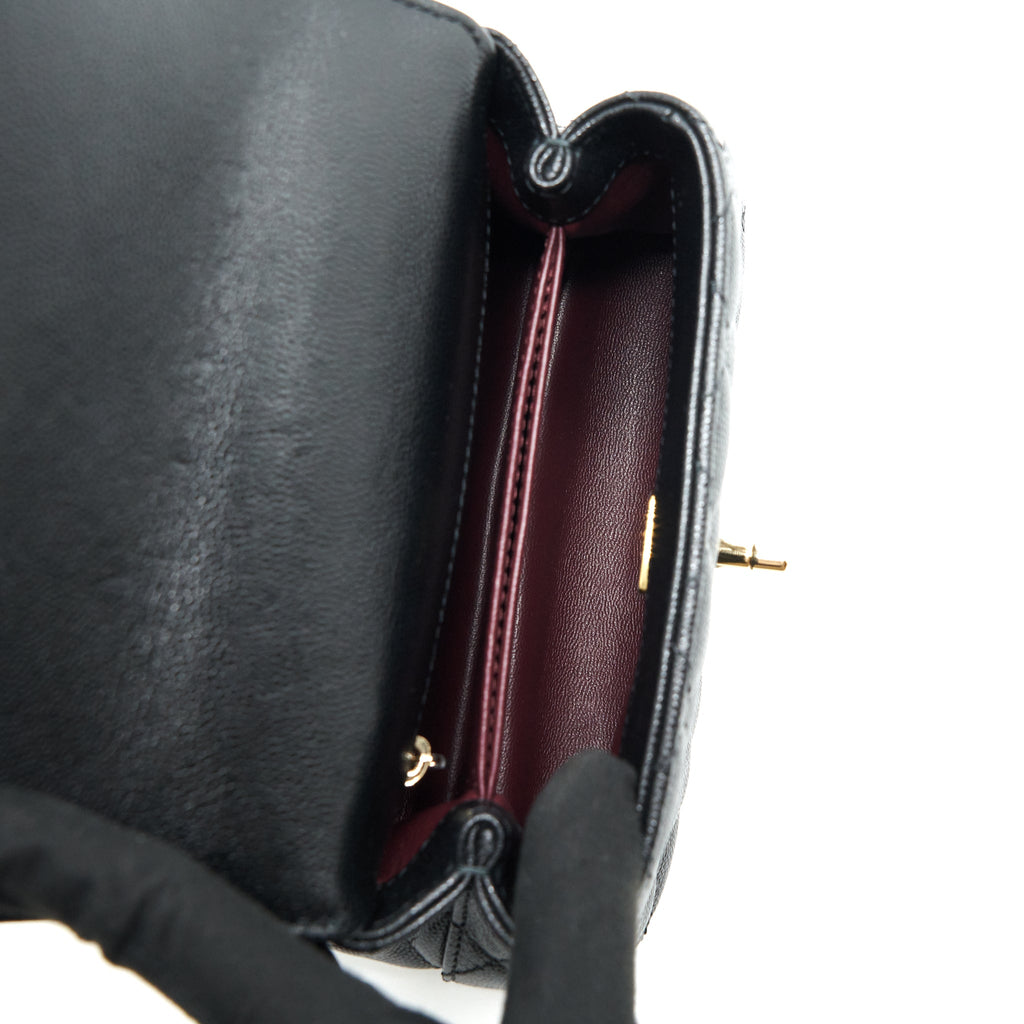 CHANEL MINI COCO HANDLE 20CM CAVIAR BLACK LGHW (MICROCHIP)