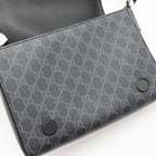 GUCCI MESSENGER BAG GG SUPREME CANVAS BLACK MULTICOLOUR STRAP SHW