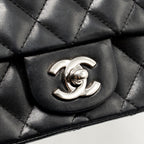CHANEL CLASSIC MINI SQUARE FLAP BAG LAMBSKIN BLACK SHW