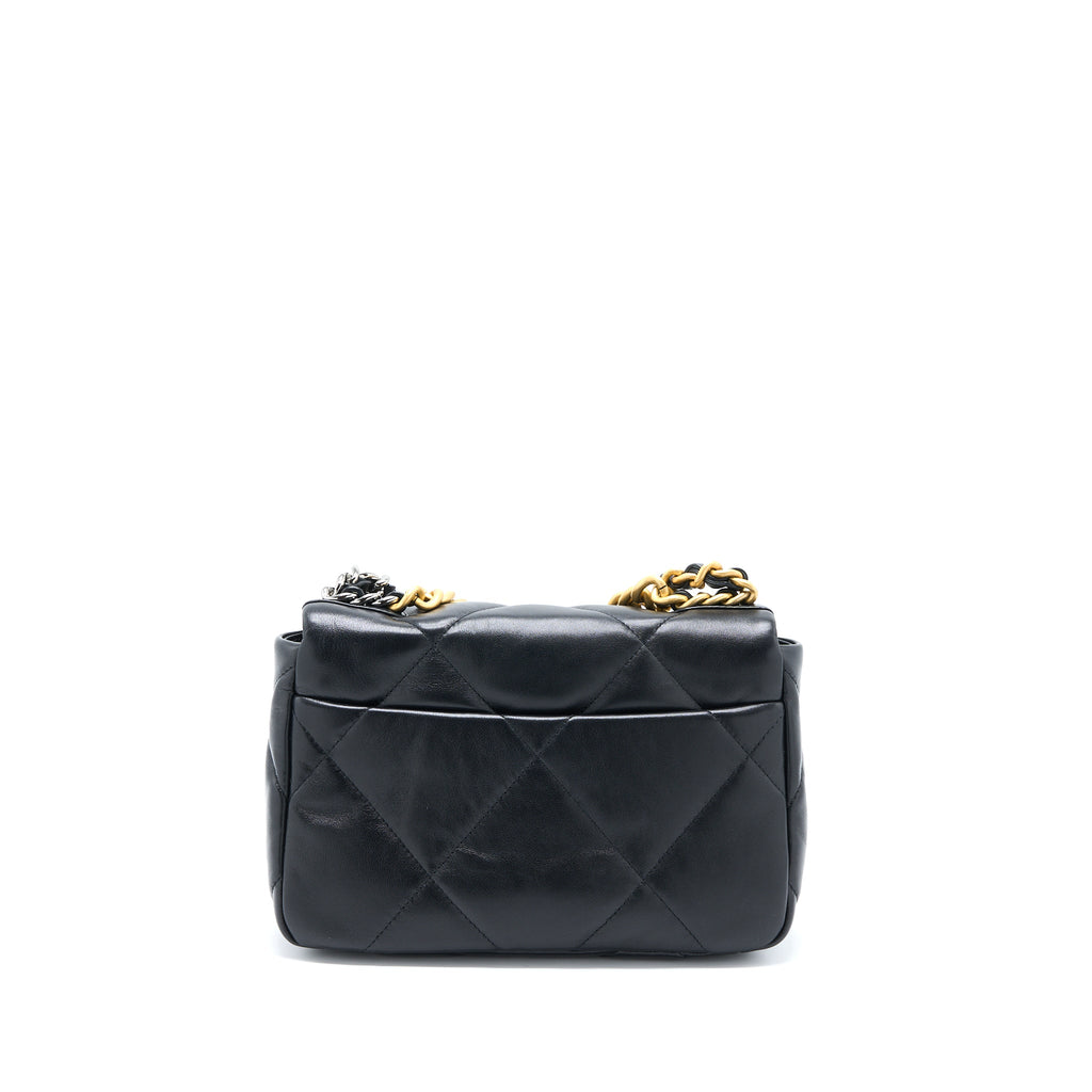 CHANEL SMALL 19 BAG LAMBSKIN BLACK MULTICOLOUR HARDWARE
