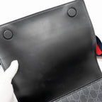 GUCCI MESSENGER BAG GG SUPREME CANVAS BLACK MULTICOLOUR STRAP SHW
