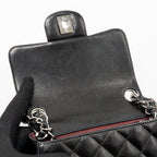CHANEL CLASSIC MINI SQUARE FLAP BAG LAMBSKIN BLACK SHW