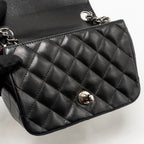 CHANEL CLASSIC MINI SQUARE FLAP BAG LAMBSKIN BLACK SHW