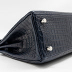 Hermes Kelly 25 crocodile niloticus Matt blue marine SHW