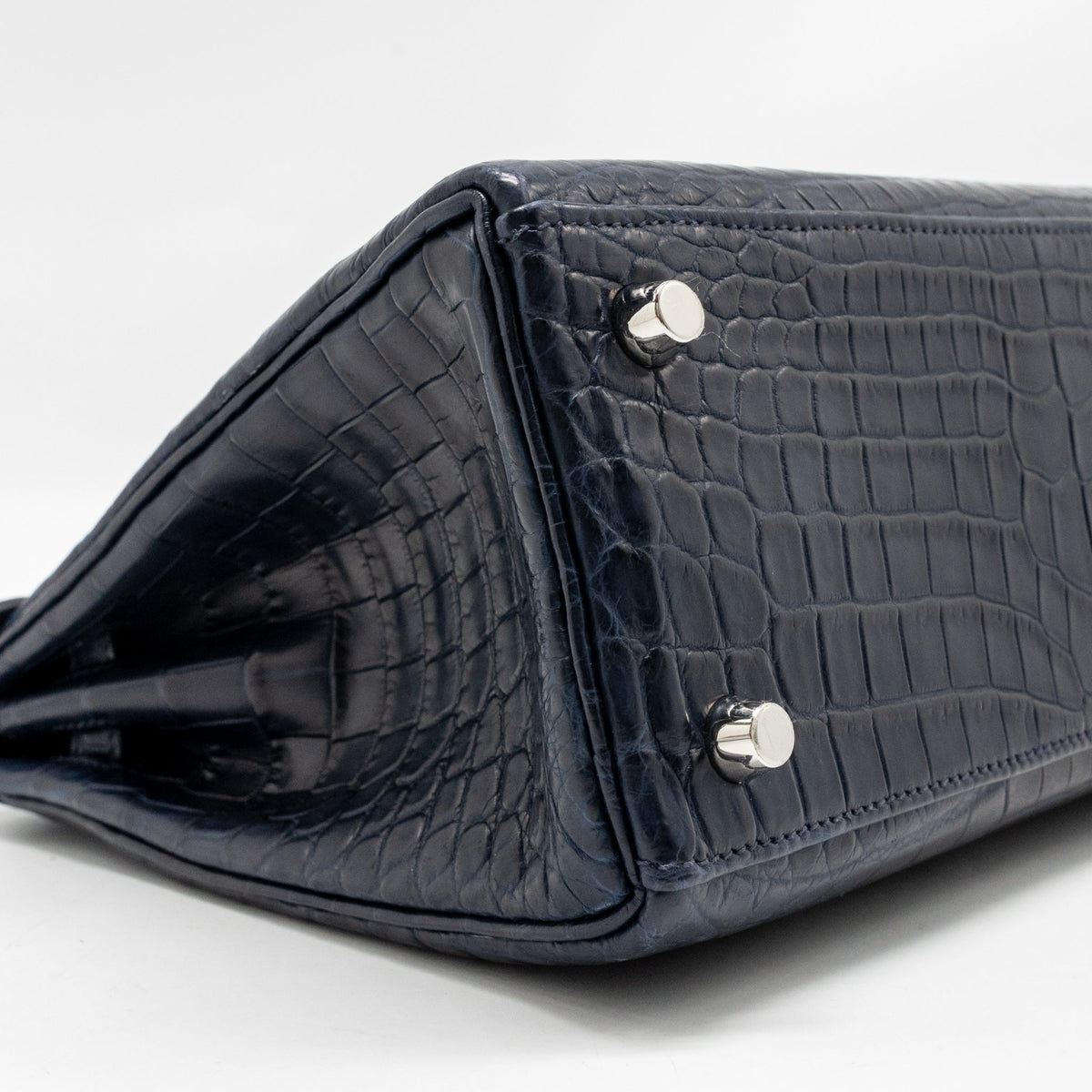 Hermes Kelly 25 crocodile niloticus Matt blue marine SHW