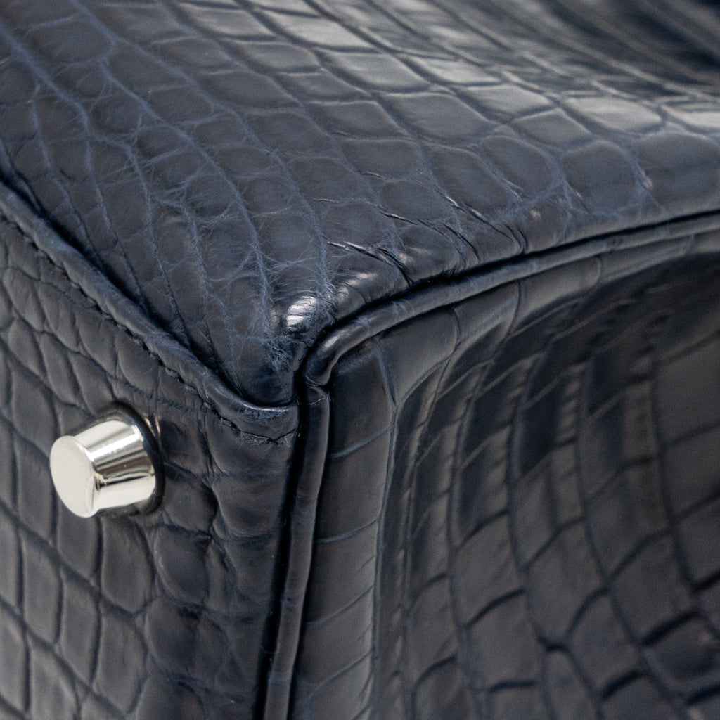 Hermes Kelly 25 crocodile niloticus Matt blue marine SHW