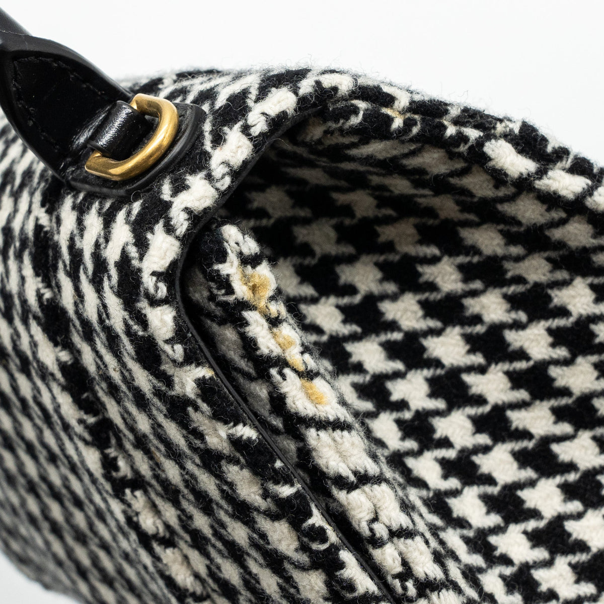 BALENCIAGA HOURGLASS S WOOL HOUNDSTOOTH BLACK/WHITE GHW