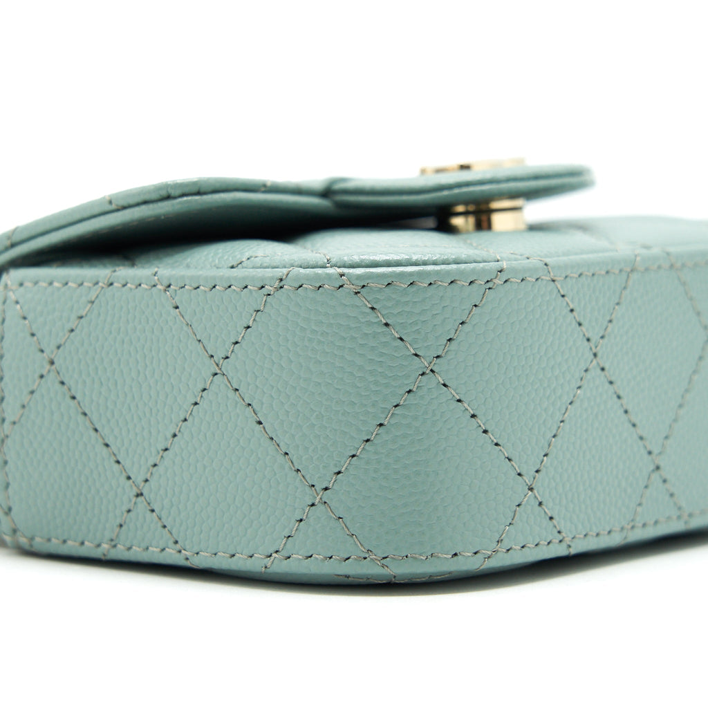 CHANEL MINI FLAP VANITY WITH CHAIN CAVIAR GREYISH GREEN LGHW