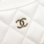 CHANEL CLASSIC CARD HOLDER CAVIAR WHITE LGHW (MICROCHIP)