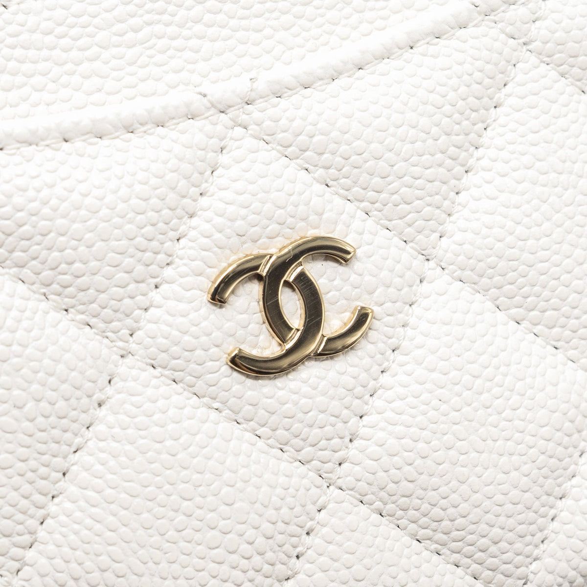 CHANEL CLASSIC CARD HOLDER CAVIAR WHITE LGHW (MICROCHIP)