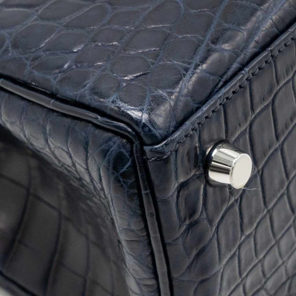 Hermes Kelly 25 crocodile niloticus Matt blue marine SHW