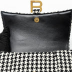 BALENCIAGA HOURGLASS S WOOL HOUNDSTOOTH BLACK/WHITE GHW