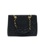 CHANEL GRANT SHOPPING TOTE BAG GST BLACK CAVIAR GHW