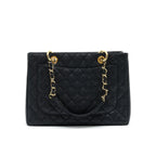 CHANEL GRANT SHOPPING TOTE BAG GST BLACK CAVIAR GHW