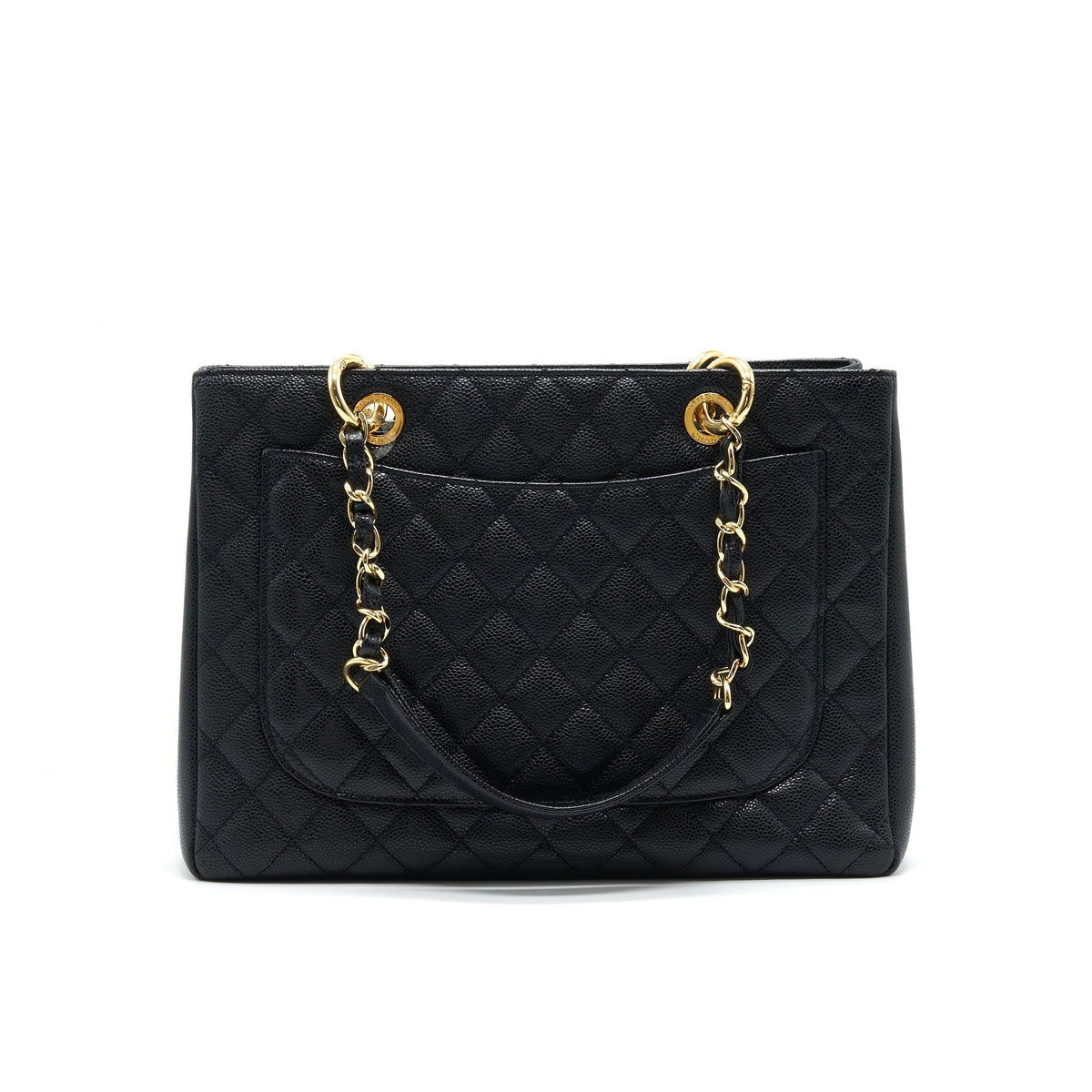 CHANEL GRANT SHOPPING TOTE BAG GST BLACK CAVIAR GHW