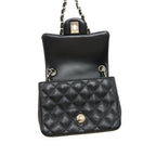 CHANEL 22C MINI SQUARE FLAP BAG LAMBSKIN BLACK LGHW(MICROCHIP)