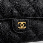 CHANEL CLASSIC FLAP WALLET GRAINED CALFSKIN BLACK GHW