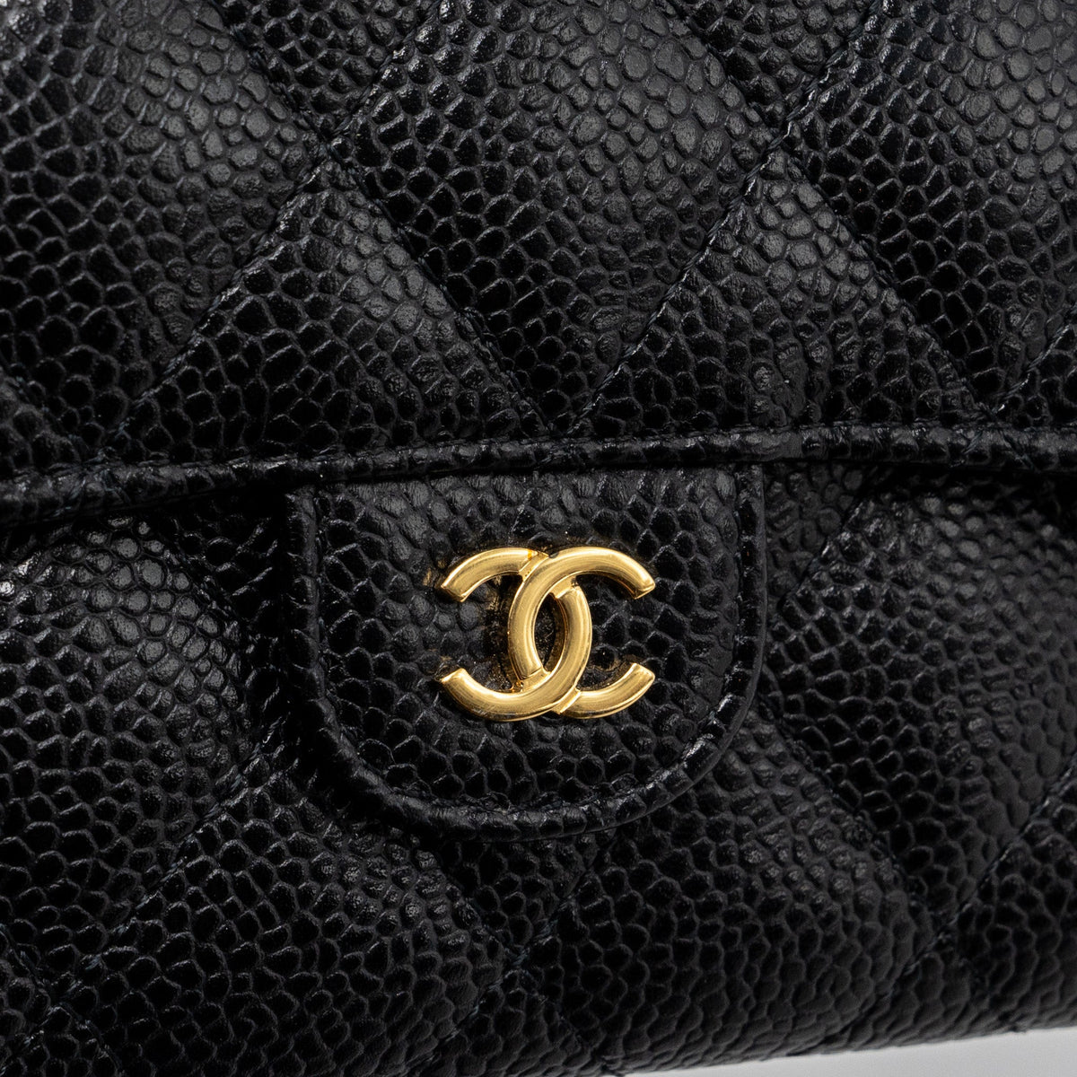 CHANEL CLASSIC FLAP WALLET GRAINED CALFSKIN BLACK GHW