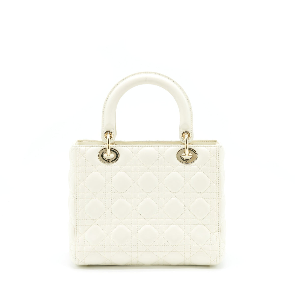 DIOR MEDIUM LADY DIOR BAG LAMBSKIN WHITE LGHW